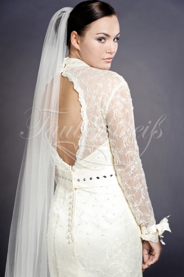 Wedding dress TW0039B - Wedding dress TW0039B mermaid all-over lace high neck long sleeves keyhole back 2