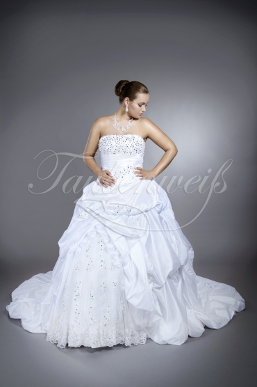 Wedding dress TW0047B - Wedding dress TW0047B princess taffeta silver edge beadings sparkling detachable train