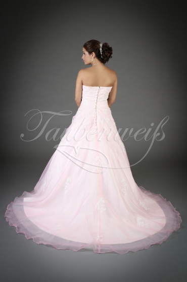Wedding dress TW0050B - Wedding dress TW0050B pink organza lace A-line sweetheart Rhine stones band 3