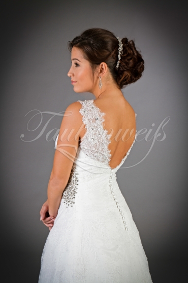 Wedding dress TW0055B - Wedding dress TW0055B lace Rhine stones beadings v-neck holders 2