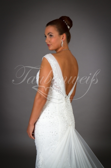 Wedding dress TW0056B - Wedding dress TW0056B mermaid lace beadings Rhine stones detachable train 2