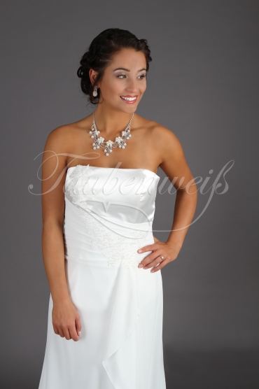 Wedding dress TW0063B - Wedding dress TW0063B modest small A-Line chiffon lace appliques train 2