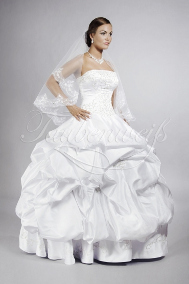Wedding dress TW0067B - Wedding dress TW0067B pricess satin ruffles embroidery silver no train