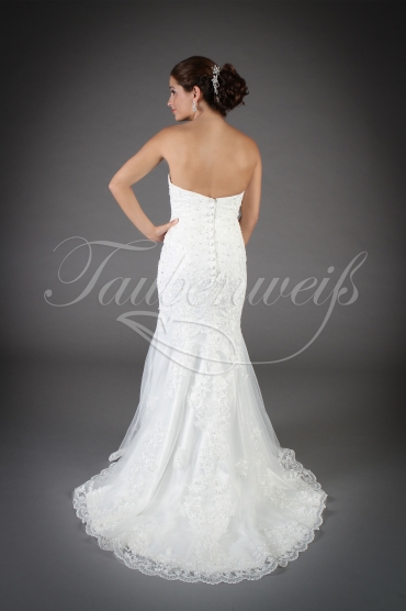 Wedding dress TW0072B - Wedding dress TW0072B A-line sweetheart tulle lace beadings zipper buttons train 3