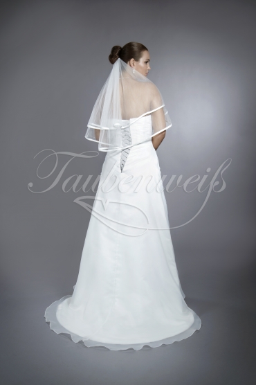 Wedding dress TW0086B - Wedding dress TW0086B modest embroidery silver beadings grey lace-up short train 3