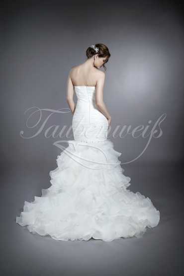 Wedding dress TW0094B - Wedding dress TW0094B mermaid organza tulle chrystals charming full train 3