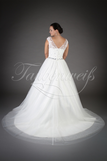 Wedding dress TW0100B - Wedding dress TW0100B A-line glittering sparkling bodice tulle skirt train 3