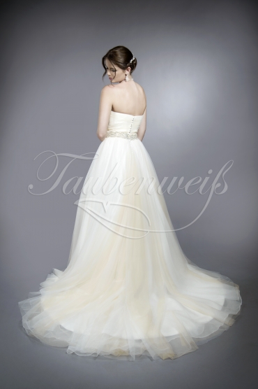 Wedding dress TW0120B - Wedding dress TW0120B tulle organza A-line blush glitter sparkling belt train buttons 3
