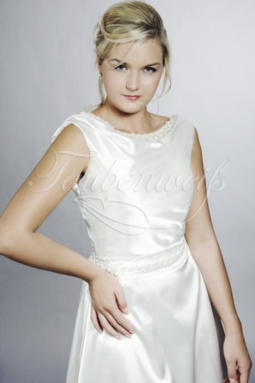 Wedding dress TW0124B - Wedding dress TW0124B silky satin cascading drapings scoop neck civil wedding 2
