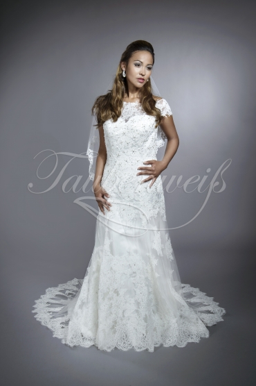 Wedding dress TW0133B - Wedding dress TW0133B small A-line lace beadings cap sleeves romantic