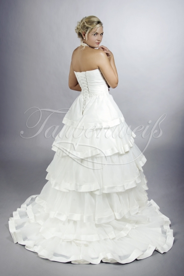 Wedding dress TW0138B - Wedding dress TW0138B A-line organza cascading layers neckholder pleats train 3