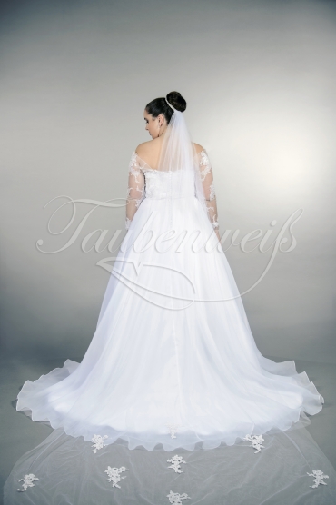 Wedding dress TW0162B - Wedding dress TW0162B A-line plus size XXL tattoo lace long sleeves tulle skirt train 3