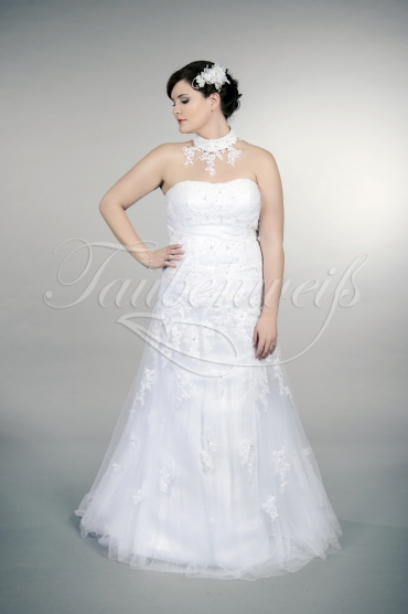 Wedding dress TW0174B - Wedding dress TW0174B small A-line plus size strapless tulle lace appliques short train 1