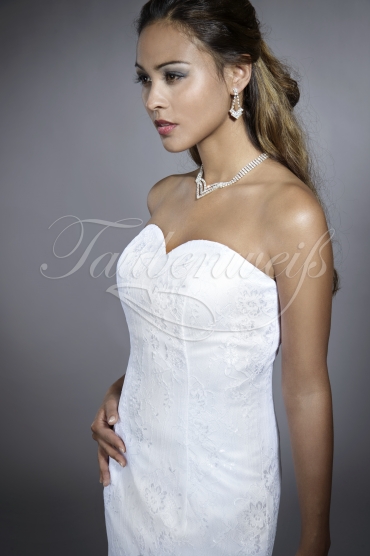 Wedding dress TW0183B - Wedding dress TW0183B short mini civil wedding strapless sweetheart lace zipper 2