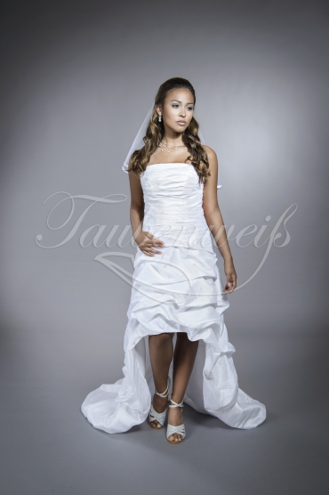 Wedding dress TW0184B - Wedding dress TW0184B taffeta front short back long strapless ruffles modest civil wedding