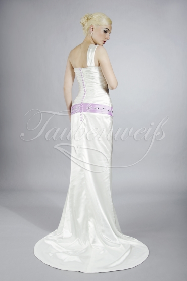 Wedding dress TW0185B - Wedding dress TW0185B silk-like satin purple lavender belt one strap train 3