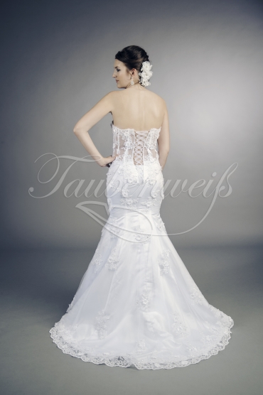 Wedding dress TW0190B - Wedding dress TW0190B mermaid sexy transparent bodice 3D flowers lace-up train 3