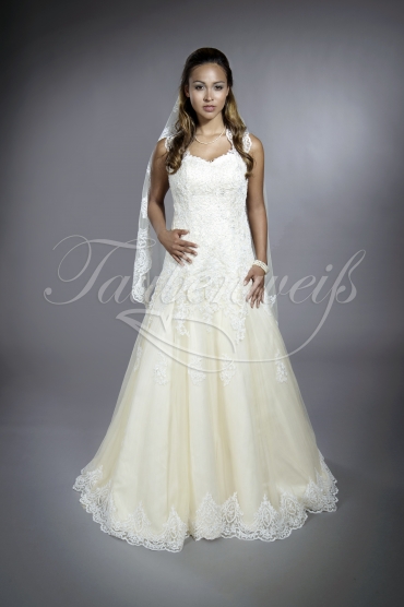 Wedding dress TW0202B - Wedding dress TW0202B A-line two colors cap sleeves keyhole back short train