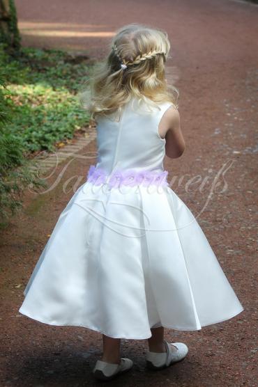 Flower girl dress TW0003BM - Flower girl dress purple ivory satin flowers Taubenweiss 3