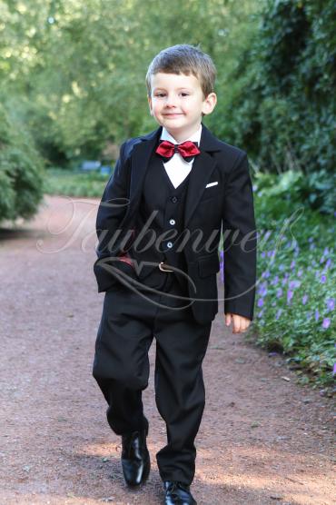 Suit for page boys TW0001BJ - Suit page boys elegant black red jacket pant vest bow tie 1