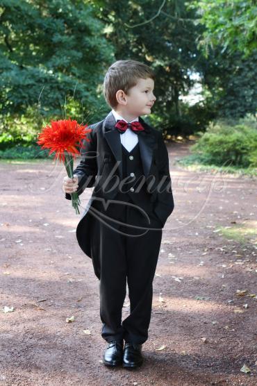 Tailcoat for page boys TW0002BJ - Tailcoat page boys elegant black red jacket pant vest bow tie 1
