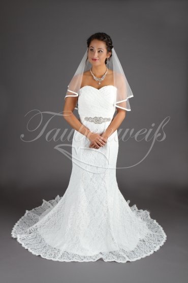 Wedding dress TW0003B - Wedding dress TW0003B mermaid sweetheart lace Rhine stone belt lace-up back train