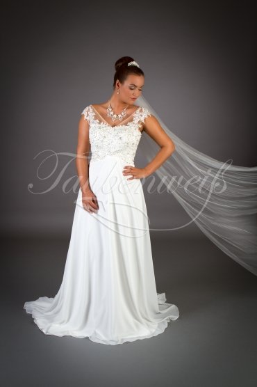 Wedding dress TW0001B - Wedding dress TW0001B v-neck vintage lace beadings chiffon detachable train 4