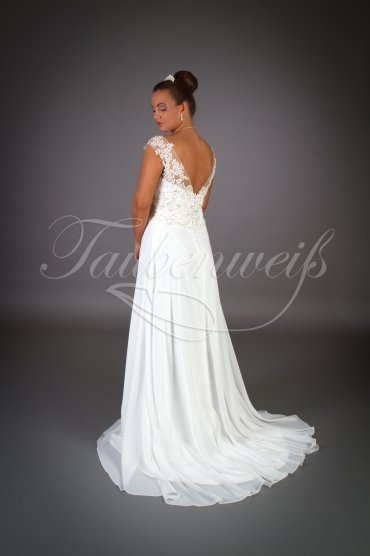 Wedding dress TW0001B - Wedding dress TW0001B v-neck vintage lace beadings chiffon detachable train 6