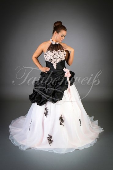 Wedding dress TW0011B - Wedding dress TW0011B black pink stunning wedding gown train