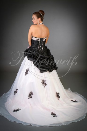 Wedding dress TW0011B - Wedding dress TW0011B black pink stunning wedding gown train 3