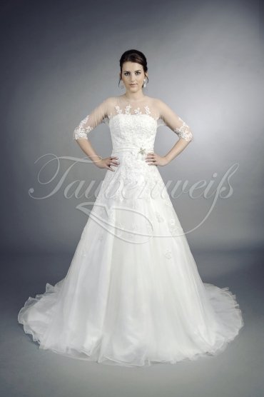 Wedding dress TW0019B - Wedding dress TW0019B tulle lace appliques beadings luxurious sleeves