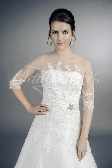 Wedding dress TW0019B - Wedding dress TW0019B tulle lace appliques beadings luxurious sleeves 2