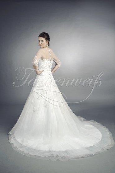 Wedding dress TW0019B - Wedding dress TW0019B tulle lace appliques beadings luxurious sleeves 3