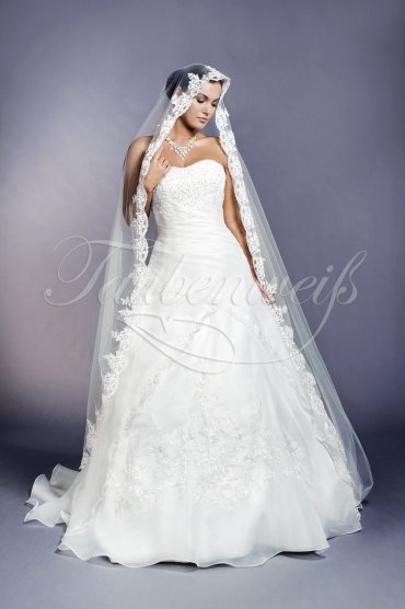Wedding dress TW0021B - Wedding dress TW0021B organza embroidery beadings strapless train lace-up back