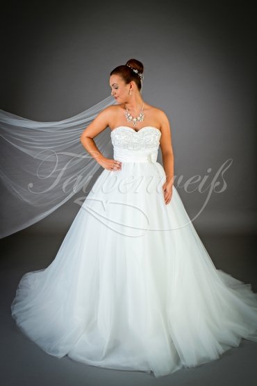 Wedding dress TW0023B - Wedding dress TW0023B organza pricess full tulle skirt beadings train