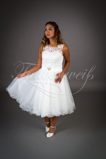 Wedding dress TW0028B - Wedding dress TW0028B short civil wedding lace beadings belt tulle