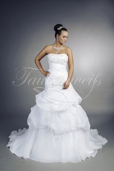 Wedding dress TW0041B - Wedding dress TW0041B A-line organza cascade look lace beadings ruffles