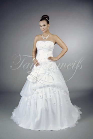 Wedding dress TW0045B - Wedding dress TW0045B A-line tulle 3D flowers detachable train