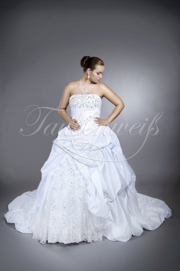 Wedding dress TW0047B - Wedding dress TW0047B princess taffeta silver edge beadings sparkling detachable train