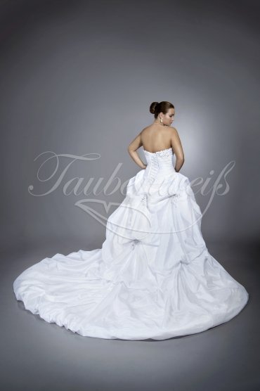 Wedding dress TW0047B - Wedding dress TW0047B princess taffeta silver edge beadings sparkling detachable train 3