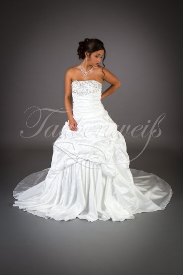 Wedding dress TW0058B - Wedding dress TW0058B taffeta princess ruffles silver beadings long train