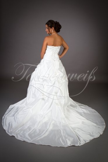 Wedding dress TW0058B - Wedding dress TW0058B taffeta princess ruffles silver beadings long train 3
