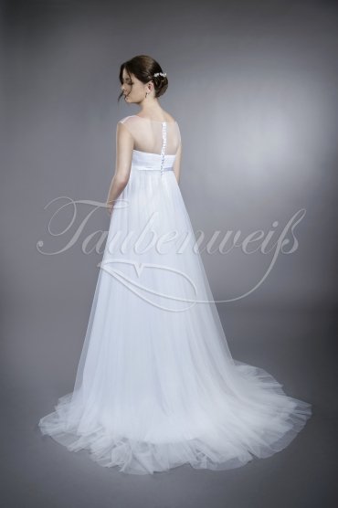 Wedding dress TW0061B - Wedding dress TW0061B pregnant baby bump tulle beadings illusion neck train 3