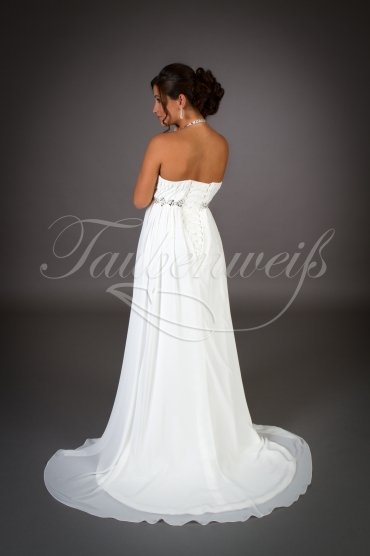 Wedding dress TW0062B - Wedding dress TW0062B empire pregnant neckholder chiffon train silver beadings 3