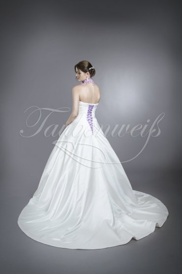 Wedding dress TW0065B - Wedding dress TW0065B strapless purple flowers lace satin train 3