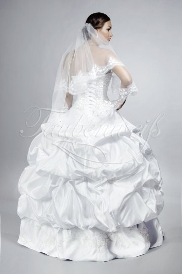 Wedding dress TW0067B - Wedding dress TW0067B pricess satin ruffles embroidery silver no train 3