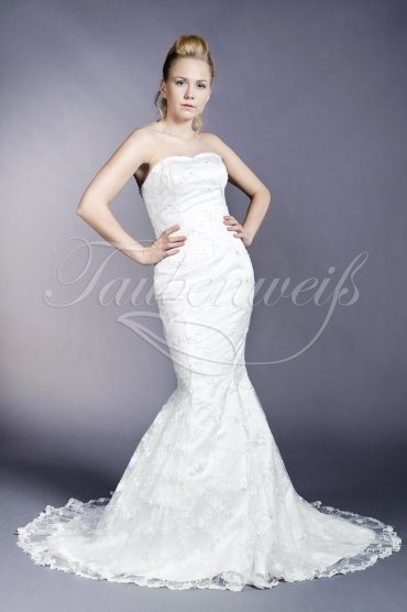 Wedding dress TW0070B - Wedding dress TW0070B mermaid strapless lace beadings modern sensual zipper buttons train