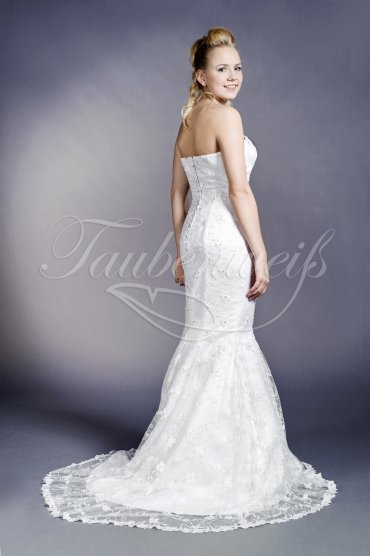 Wedding dress TW0070B - Wedding dress TW0070B mermaid strapless lace beadings modern sensual zipper buttons train 3