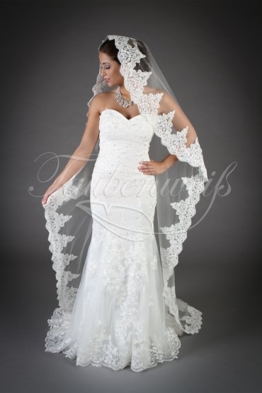 Wedding dress TW0072B - Wedding dress TW0072B A-line sweetheart tulle lace beadings zipper buttons train