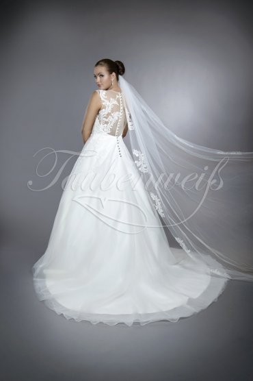 Wedding dress TW0080B - Wedding dress TW0080B A-line tattoo back lace tulle train diamond buttons 3